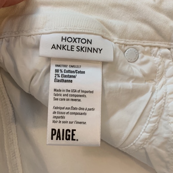 Paige hoxton ankle skinny white jeans size 27 with stretch like new - Picture 6 of 8